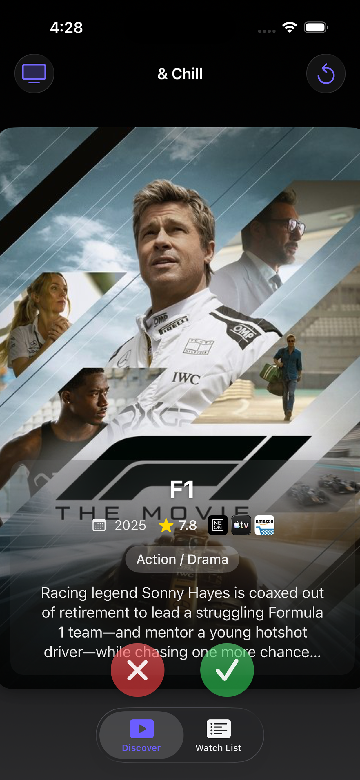 & Chill app interface screenshot 1