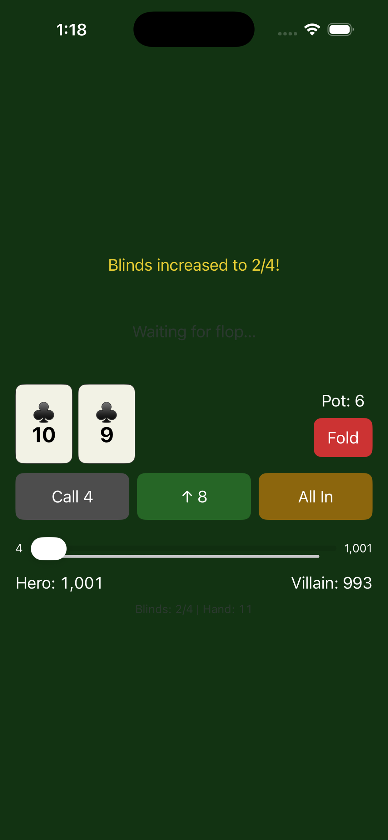 Mini Poker Phone app interface screenshot 7